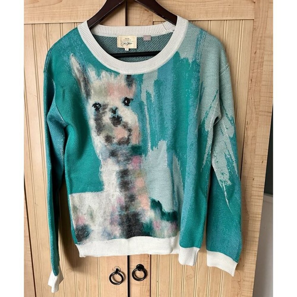 Avante‎ Garde- Anthropologie Llama Sweater-dopamine “Artwork To Wear” Sz S - Picture 2 of 5